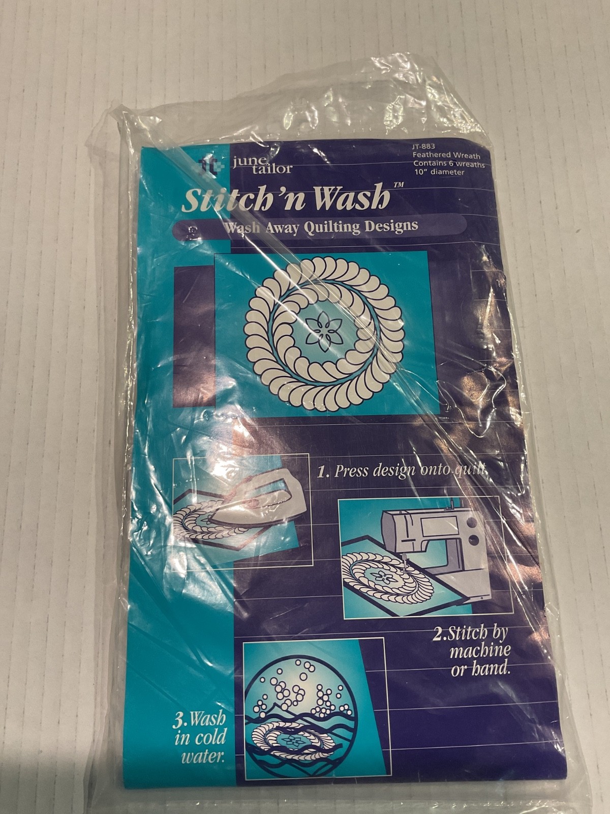 Feathered Wreath-10" June Tailor Stitch'n Wash™ Wash Away Quilting Design JT-883