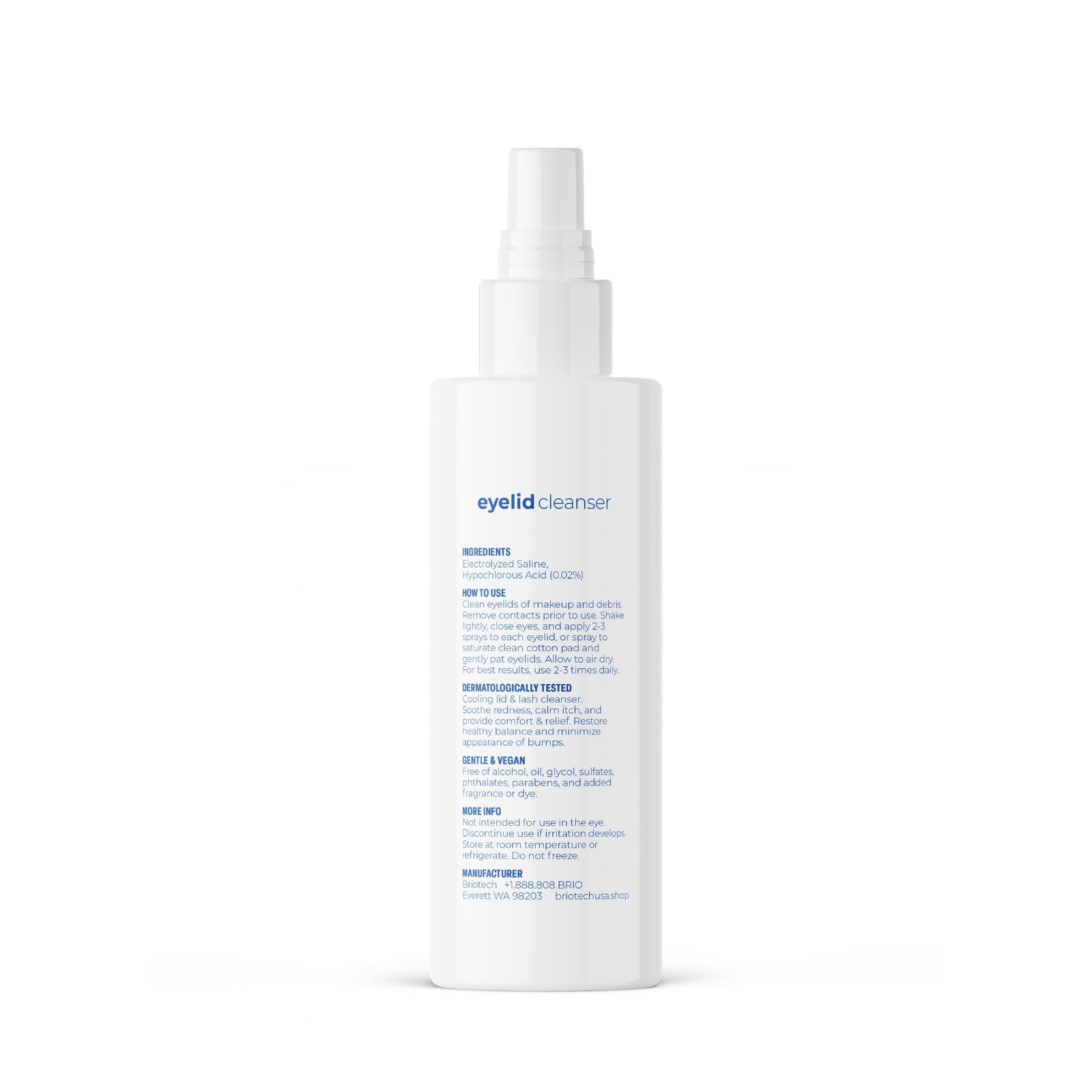 BRIOTECH Eyelid Cleanser, Hypochlorous Acid Spray, Lid & Eyelash Cleanser, Sooth