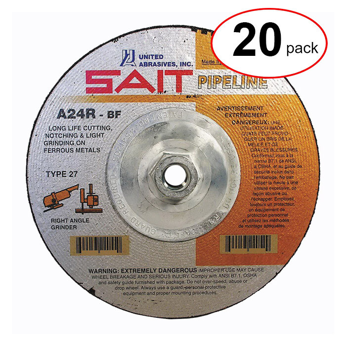 Sait 22130 - 4-1/2" X1/8" X 5/8-11 Pipeline Grinding/Cutting Wheel -  (20Pack)