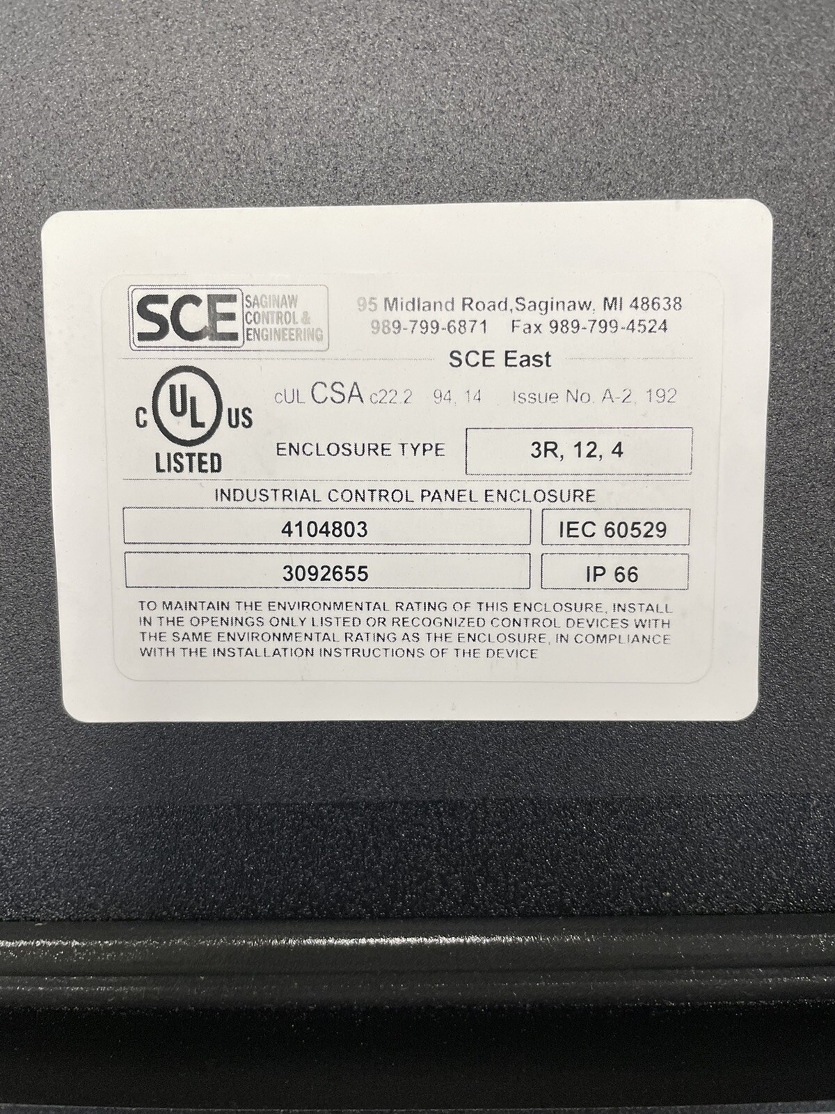 saginaw control 3r cabinet