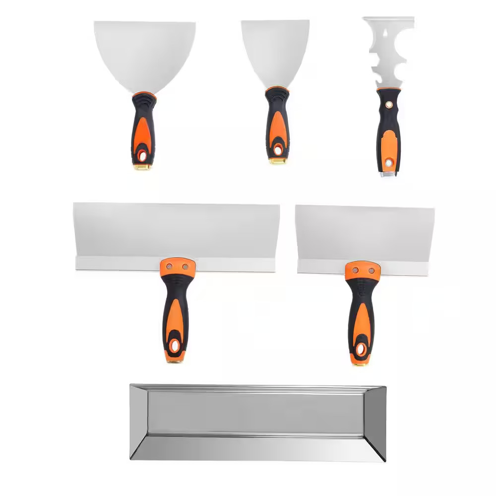 6 Piece Drywall Tools Includes 3 In. Painter Scraper, 2 Putty Knives, 2 Taping K