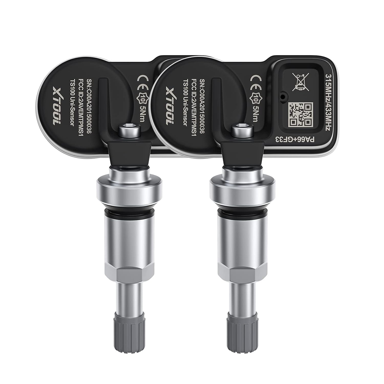 XTOOL TPMS Sensors TS100, 315/433 MHz 2-in-1 Tire Pressure Monitoring Sensors...