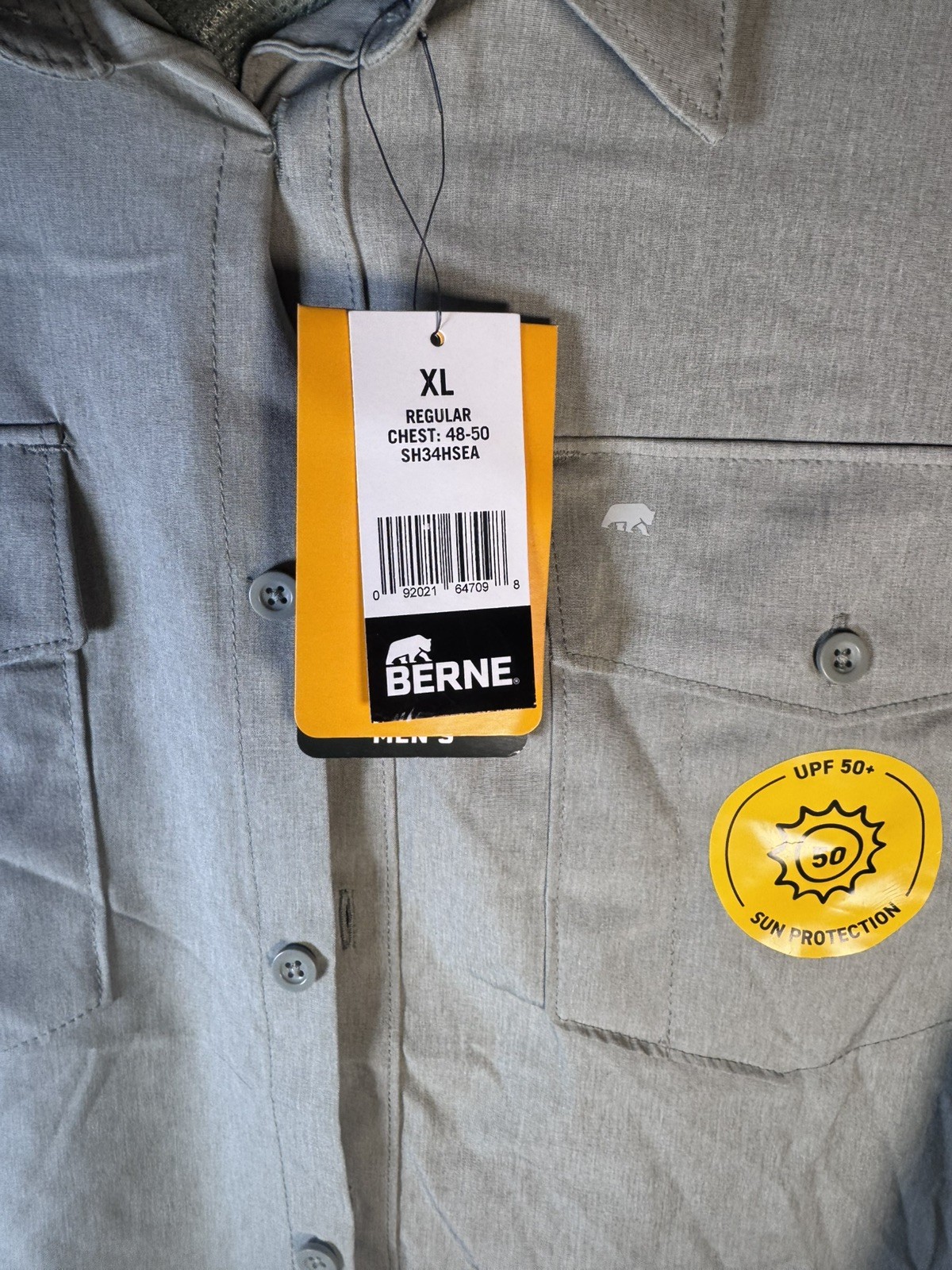 Berne Men's Flex180 UPF Sun Protection 50 Button Down Long Sleeve Shirt,...