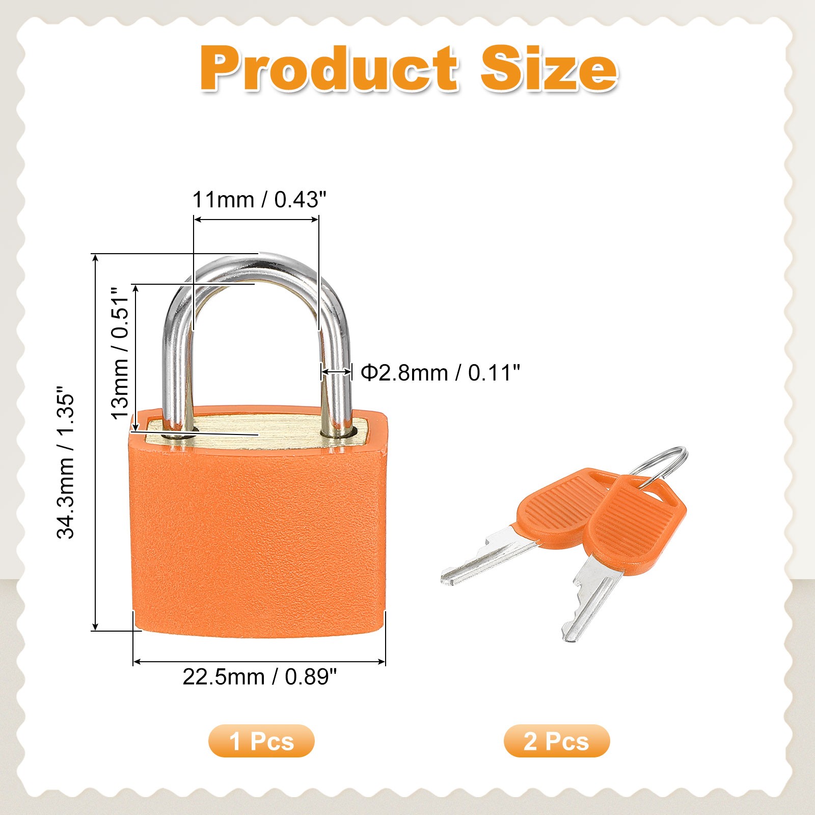 Padlock with Keys Shackle Waterproof Keyed Locks Orange