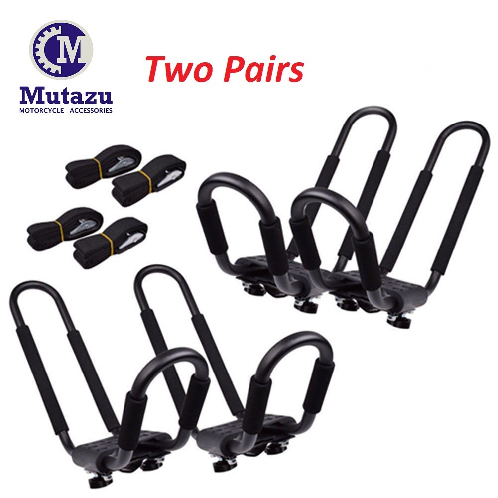 2 Pair Mutazu Canoe Boat Kayak Roof Rack Car SUV Truck Top Mount w/ J Cross Bar