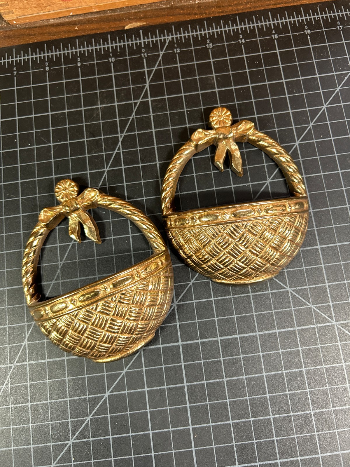 Vintage Burwood Wall Hanging Basket Set Gold Plastic 1987 Homco Style MCM Decor