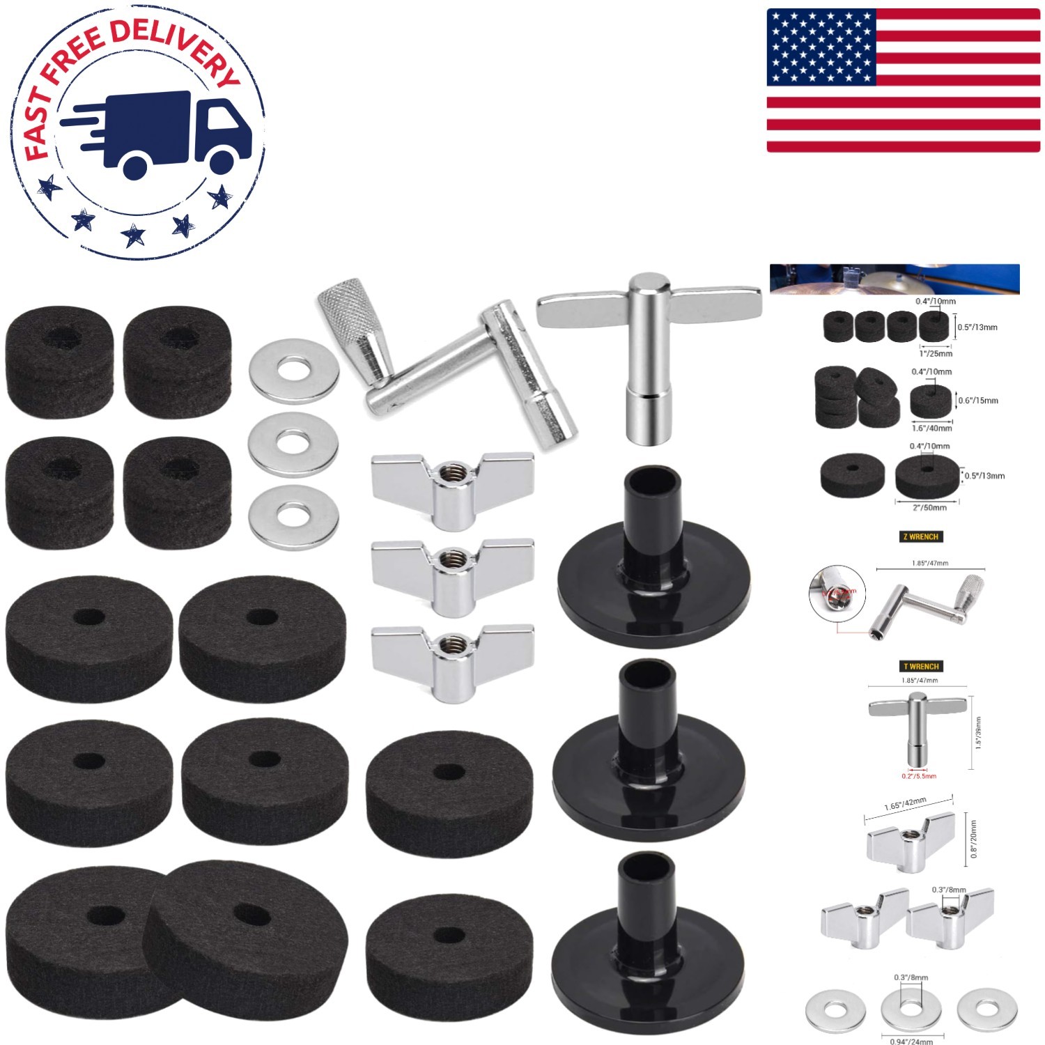 23PCS Cymbal Felts and Accessories - Ensure Top-Quality Performance