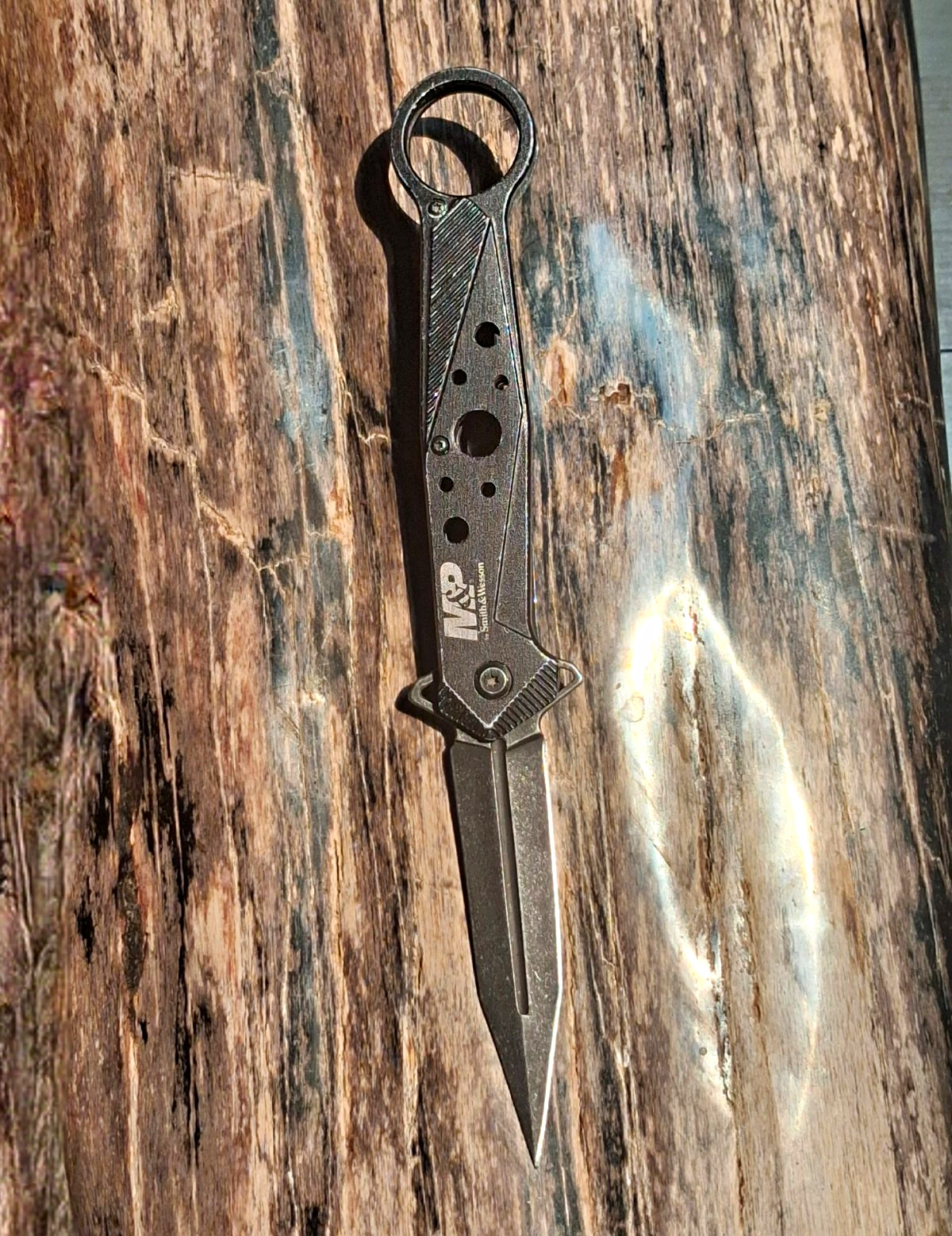 MPW Tactical Folder Pocket Knife 2in Plain Stainless Blade Black Metal Handle