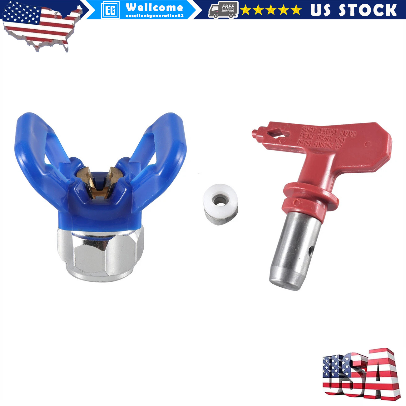 515 Airless Paint Spray Gun Tip Nozzle and Guard for Sprayer Painter.