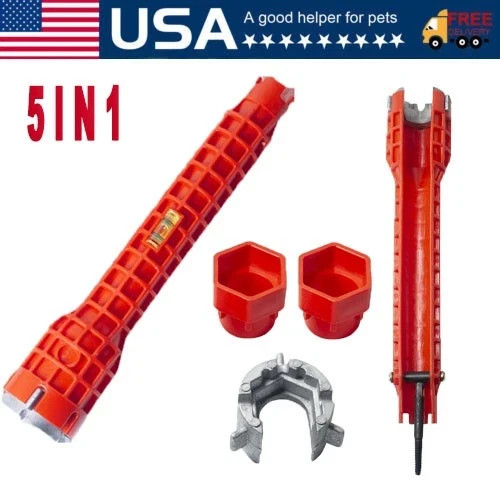 5 in 1 Faucet Sink Installer Home Multi Tool Pipe Wrench For Plumbers Homeowners
