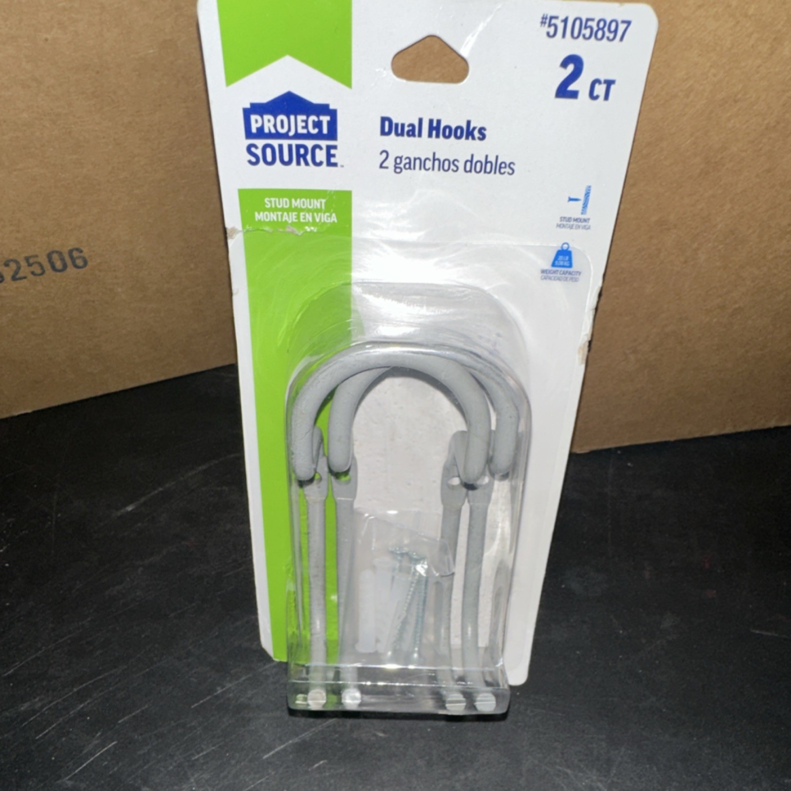 Project Source Dual Hooks Metal Gray Wall Mounted Traditional 2 Pack #5105897