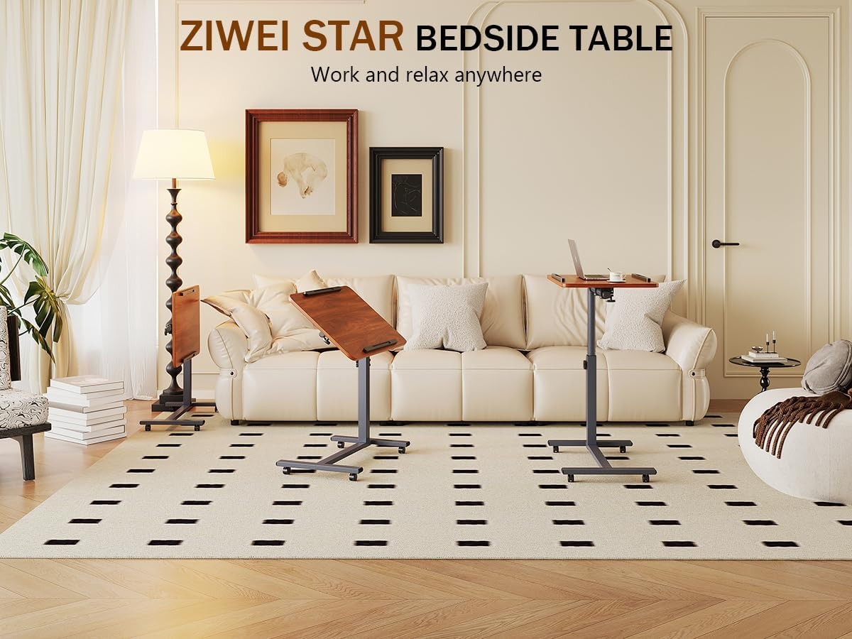 Adjustable Mobile Laptop Table with Wheels - Portable Desk for Couch & Bedside
