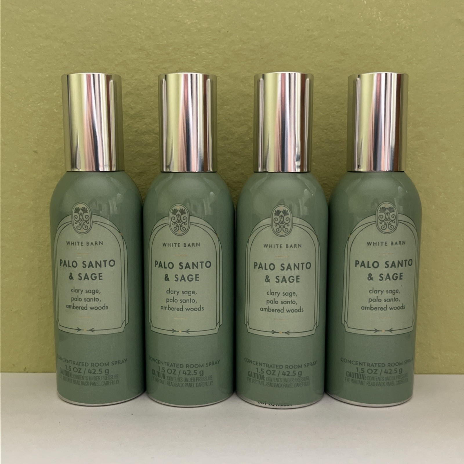 (4) Bath & Body Works White Barn PALO SANTO & SAGE Room Spray 1.5oz NEW
