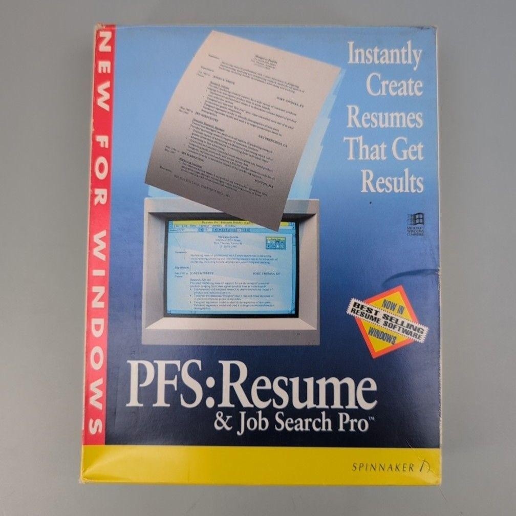 Vintage Spinnaker PFS: Resume & Job Search Pro Windows 3.5 PC Floppy Software