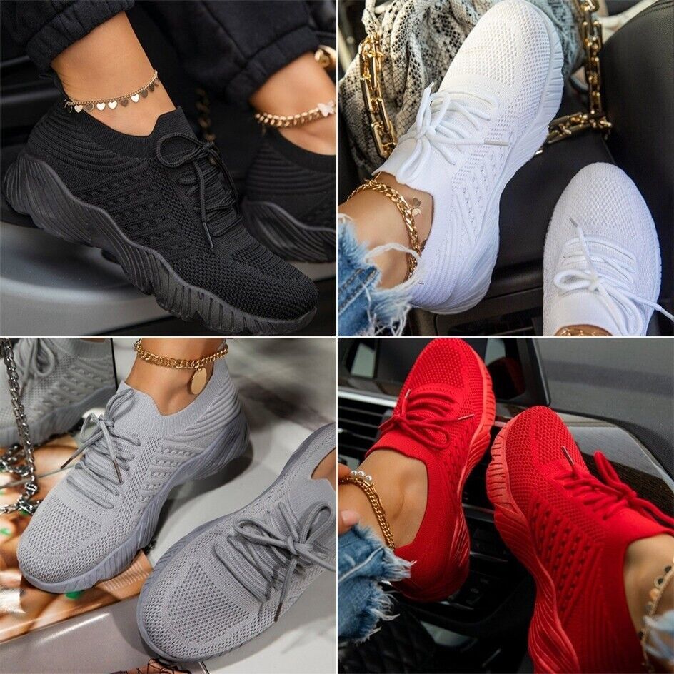 Womens Fashion Running Trainers Ladies Sneakers Slip On Walking Gym Comfy Shoes