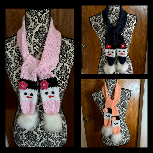 Handmade Knitted Snowman Scarfs