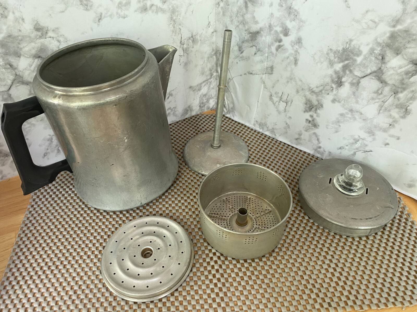 Vintage Mirro Kitchen Pride Coffee Percolator Pot Maker 7 Cup Stove Top Campfire