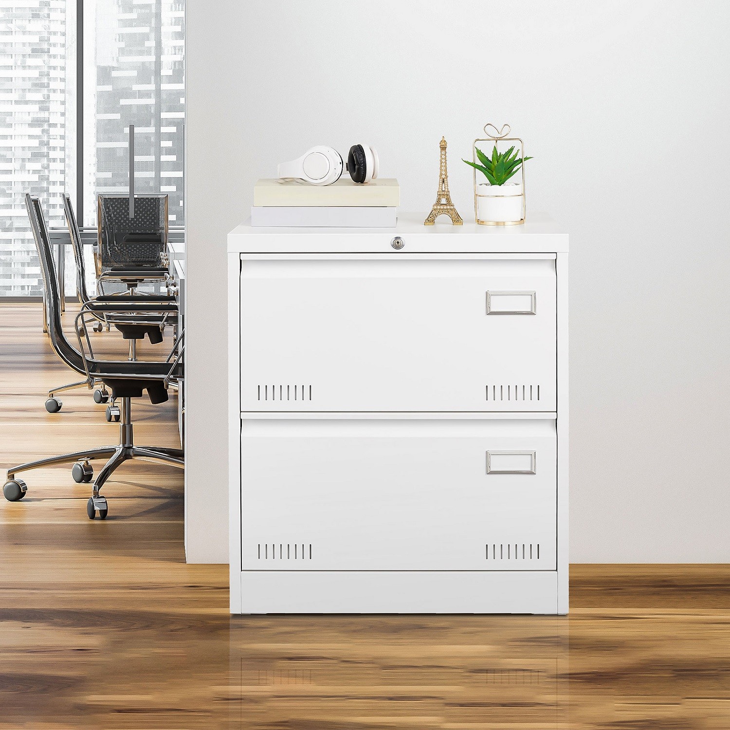 2 Drawer Lateral File Cabinet w/Lock Metal Vertical Filing Cabinet Legal/Letter