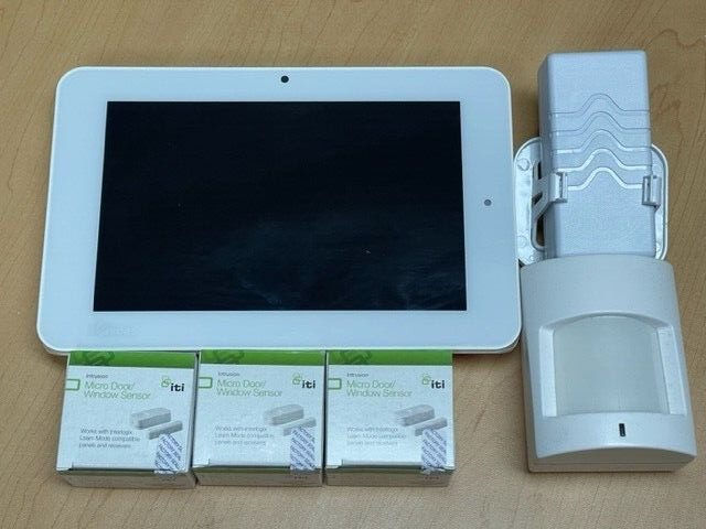 Qolsys QS9201-1200-840 IQ Panel 2 GE 3 DOOR KIT + 6 MONTHS ALARM MONITORING USED