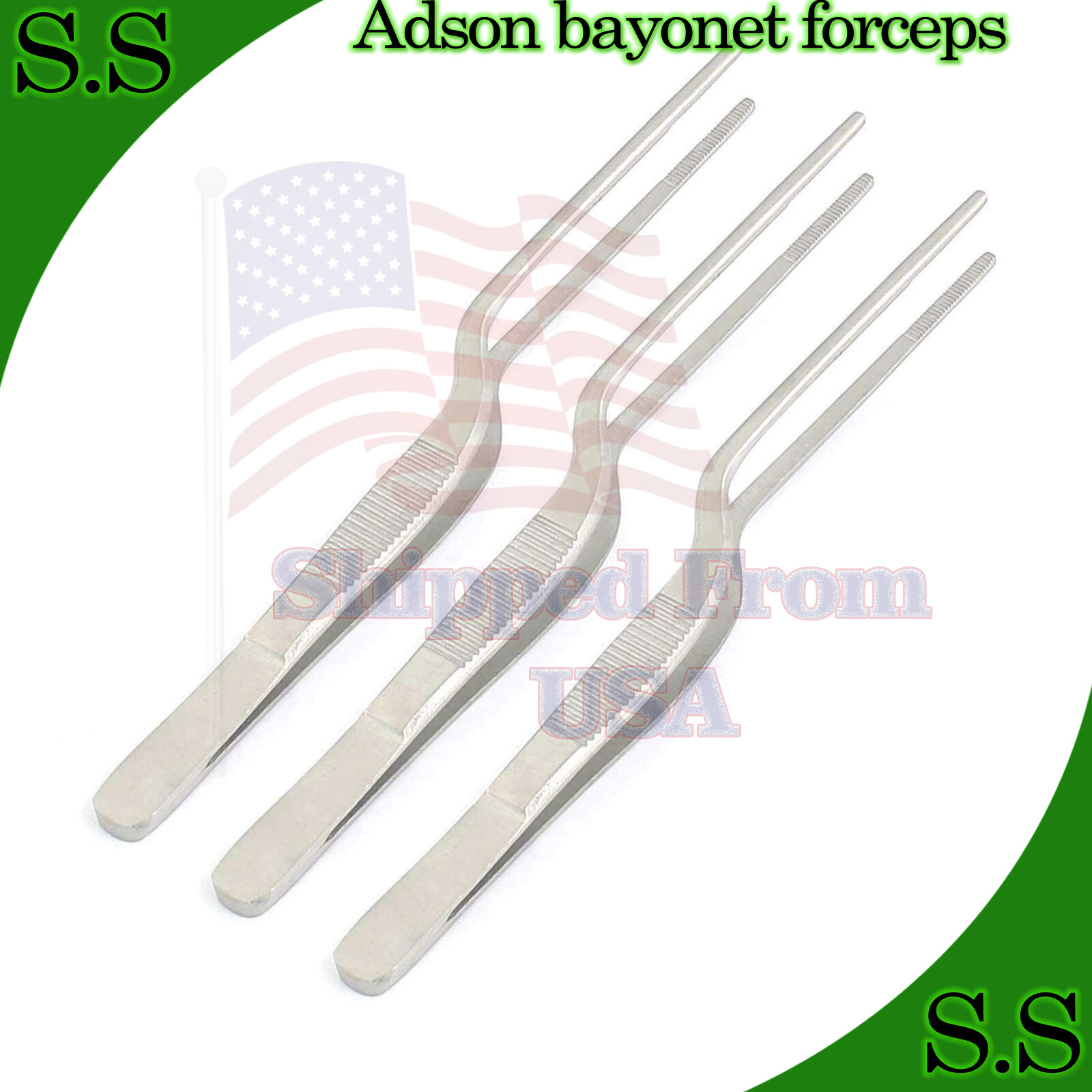 3 Pieces Of ADSON Bayonet Forceps 6" Serrated Surgical Instruments