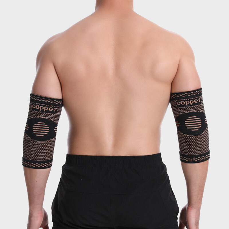 2x Copper Elbow Brace Compression Sleeves for Pain Relief Men Women Arm Support