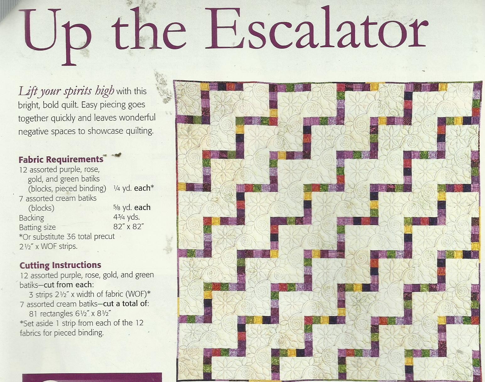 C0490 UP THE ESCALATOR QUILT PATTERN/INSTRUCTIONS