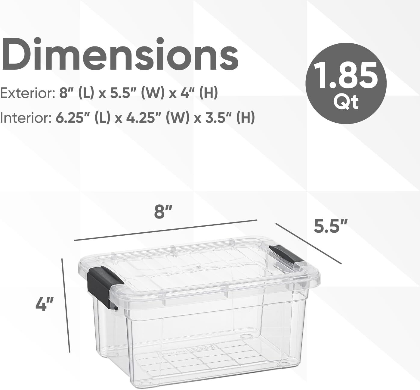 Superio Clear Storage Bins with Lids, 6 Pack- Plastic Storage Boxes - 1.85 Quart