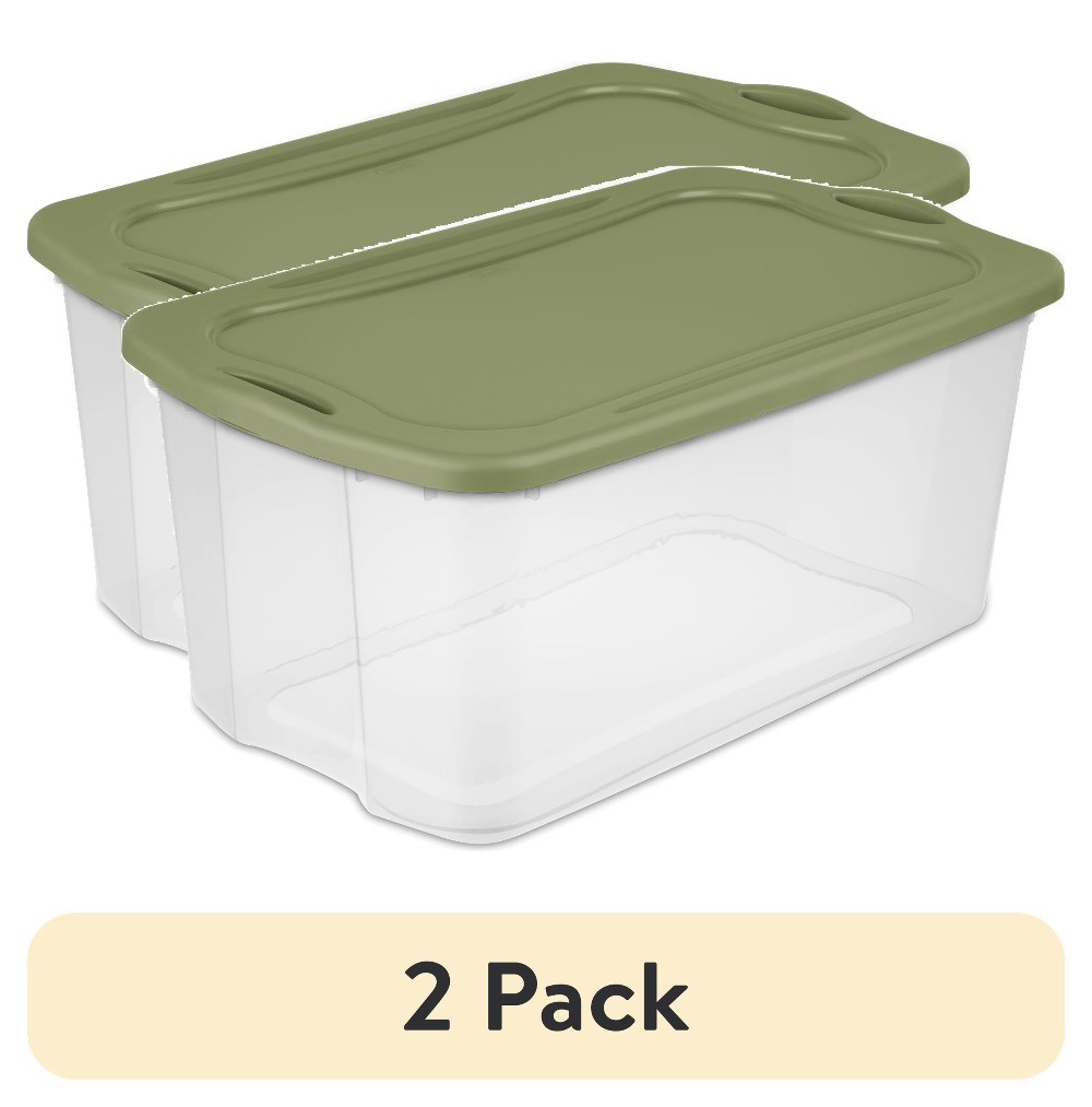 (2 pack) 120 Quart Extra-Large Storage Bin, Clear Plastic Storage Container