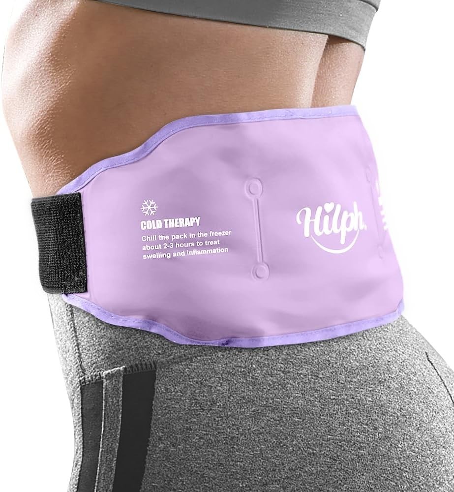 Adjustable Low Back Ice Pack Wrap for Pain Relief - Hot & Cold Therapy, Purple