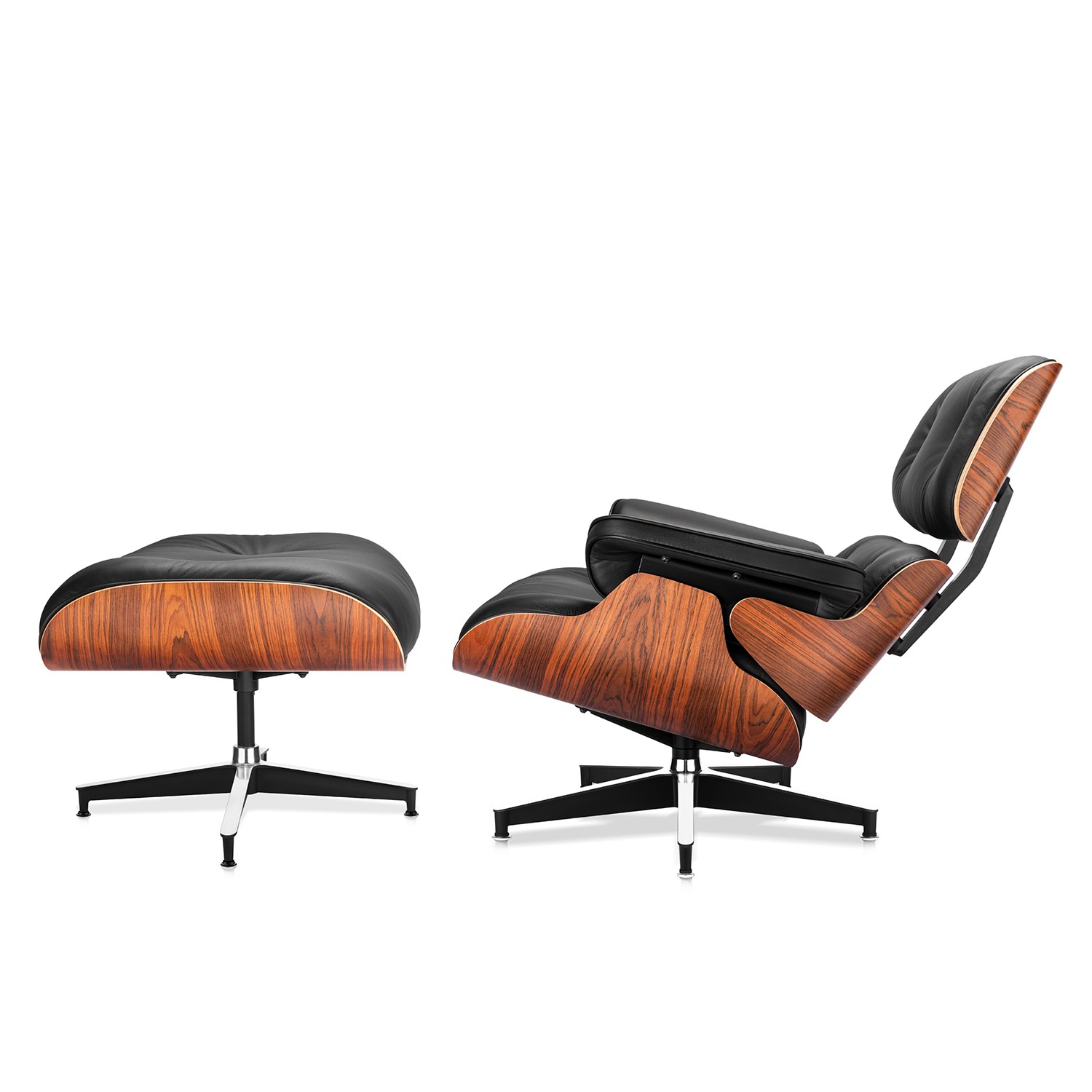 NEW Eames Style Lounge Chair and Ottoman Set Top Grain Leather Rosewood