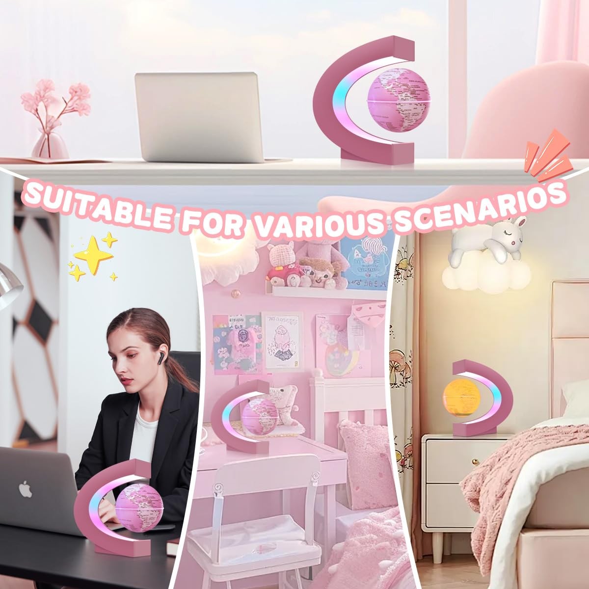 Magnetic Levitating Floating Globe Lamp with 7 Colors, Cool Tech Gadgets Gift...