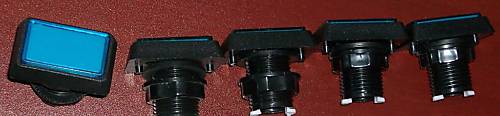 Set of 5 RECTANGLE BLUE LIGHTED Buttons **NEW**
