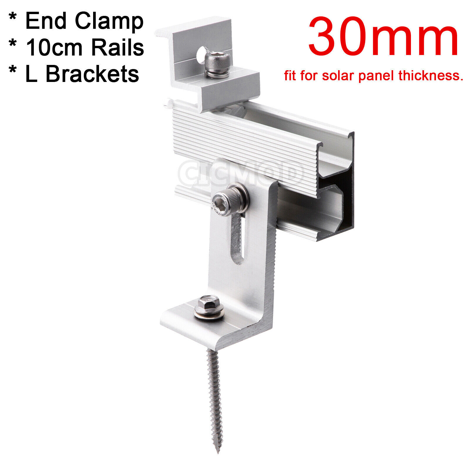 Solar Panel Mount Brackets Rail Roof Mounting 30/35MM End/Mid Clamp Fixing Kit