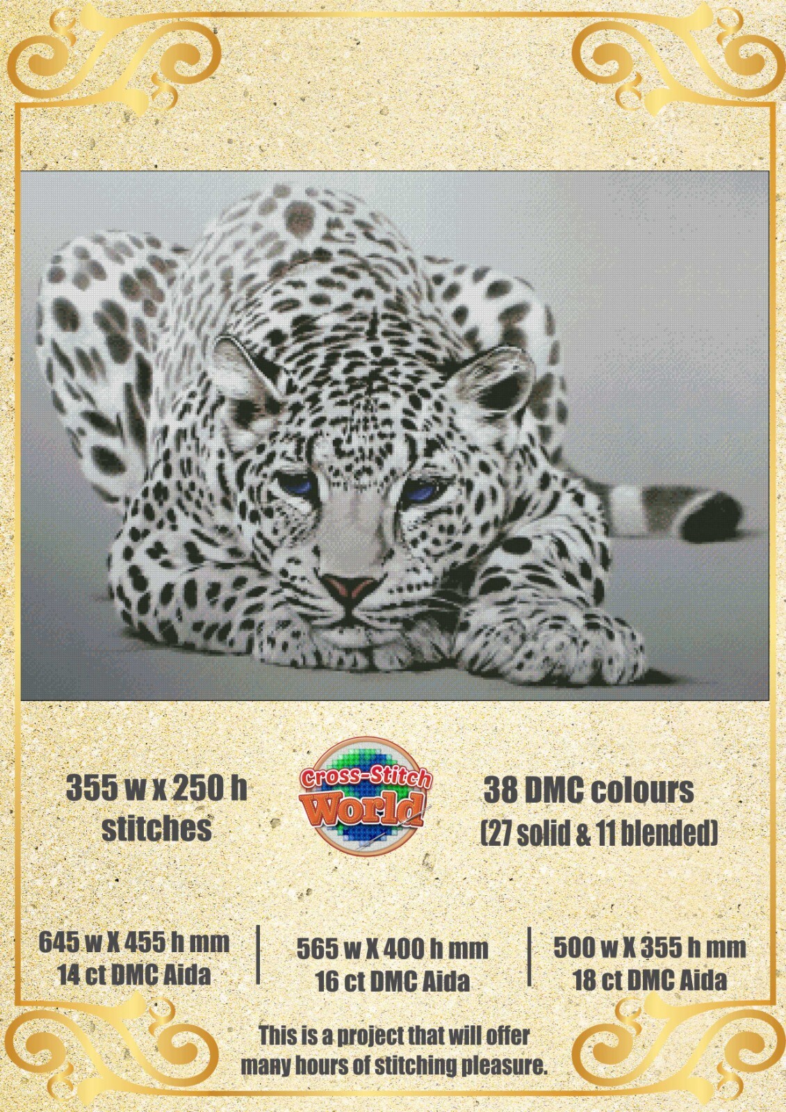 Snow Leopard 437 Chart Counted Cross Stitch Pattern Needlework