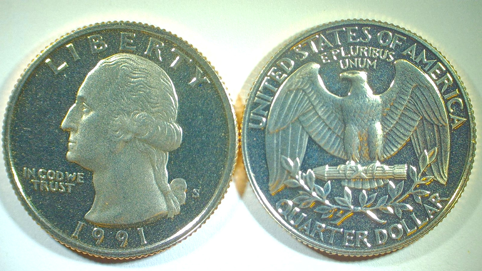 WORLD COIN SALE-1991 S UNITED STATES WASHINGTON SOUVENIR DCAM AU QUARTER KM#164a