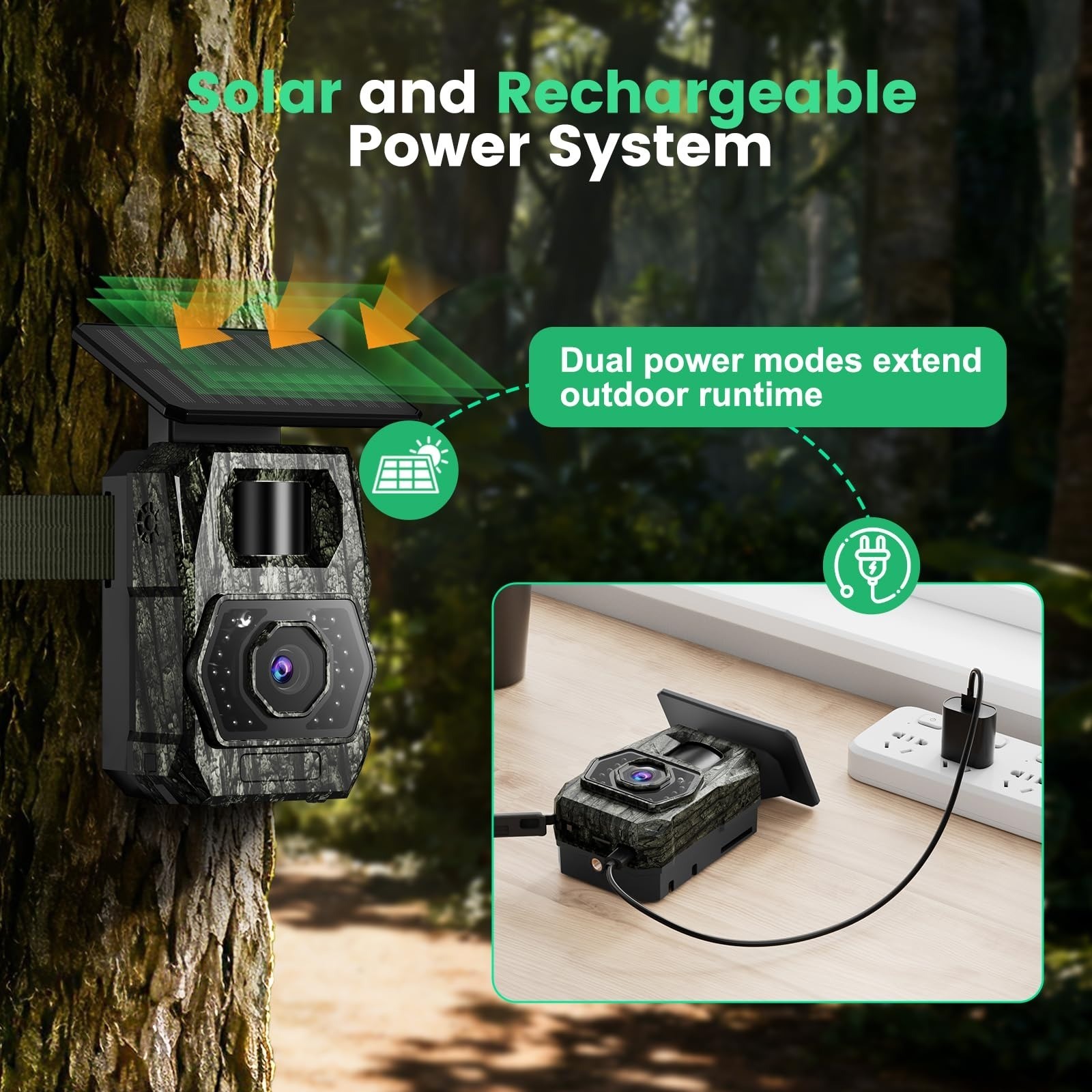 MAXDONE Solar Trail Camera 64MP 4K Night Vision WiFi Bluetooth IP66