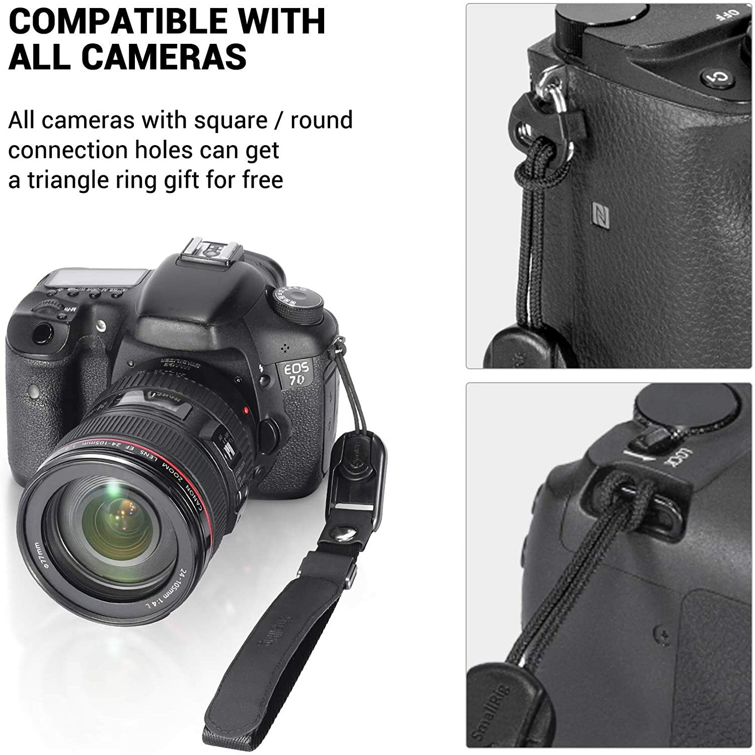 SmallRig Camera Wrist Strap with 2 Quick Release Clips for DSLR/SLR Camera