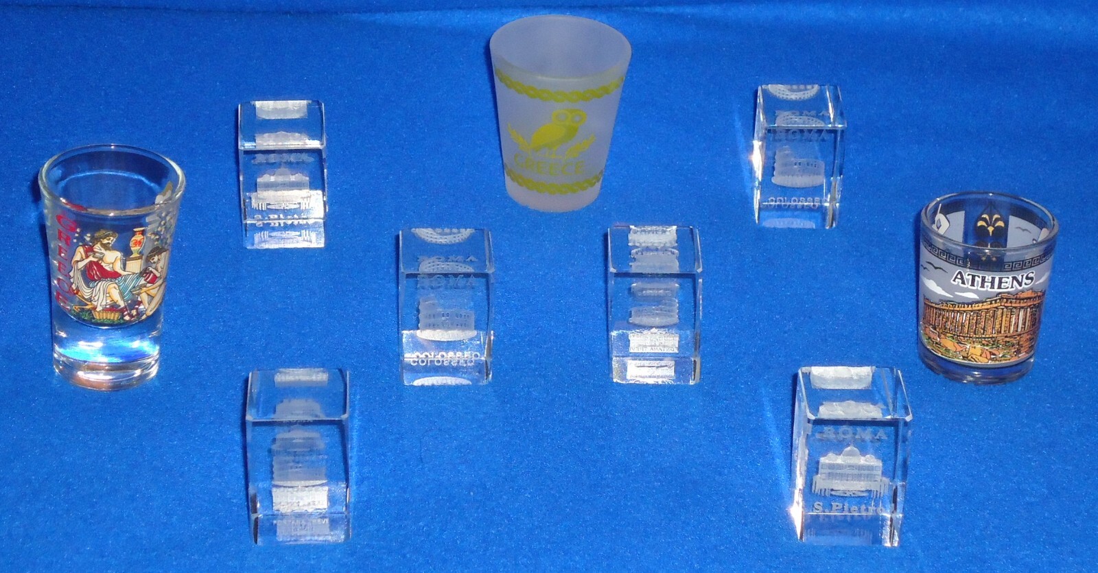 BRAND NEW ITALY ROME VATICAN CITY GLASS & GREECE EUROPEAN NEW ZEALAND SHOTGLASS