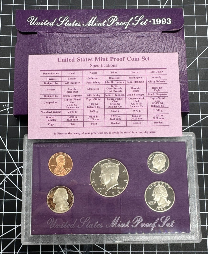 1993-S U.S. Mint Clad Proof 5-Coin Set with Box & COA