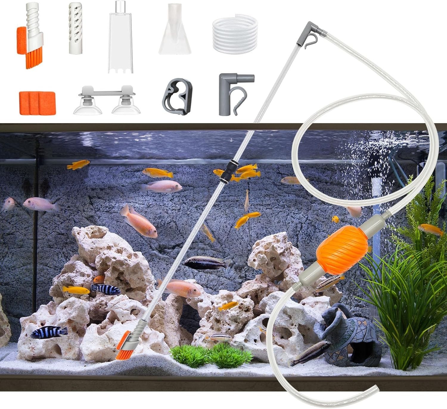 Fish Tank Filter Aquarium Gravel Cleaner Fish Tank Manual Siphon Water Changer