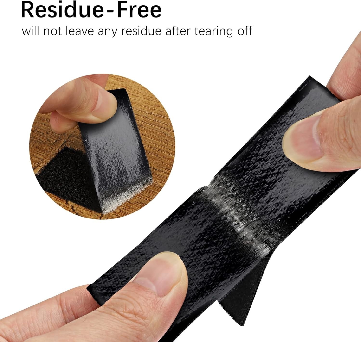 Strong Double-Sided Hook and Loop Adhesive Tape - 1" x 4" Black Strips, 12 Pack