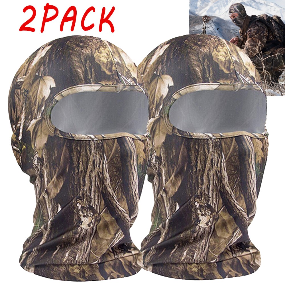 2PCS Real Tree Camo Balaclava Full Face Mask UV Protection Tactical Shiesty Mask