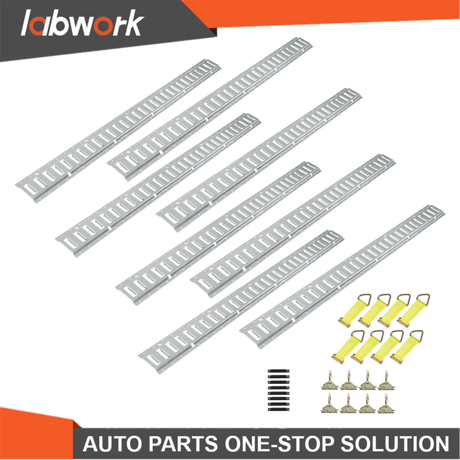Labwork E Track Tie-Down 8× 5' Steel Rails 8x D-Ring 8x O Rings 8x End Caps