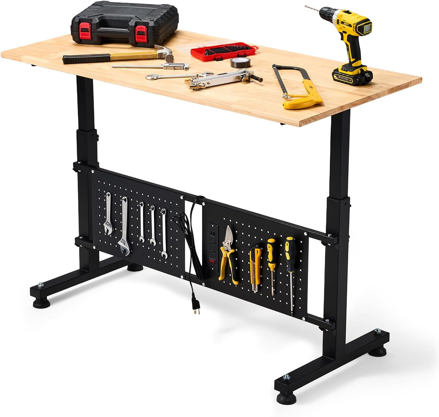 48 Inch Adjustable Height Workbench, 1500 LBS Capacity Garage Work Table with Po