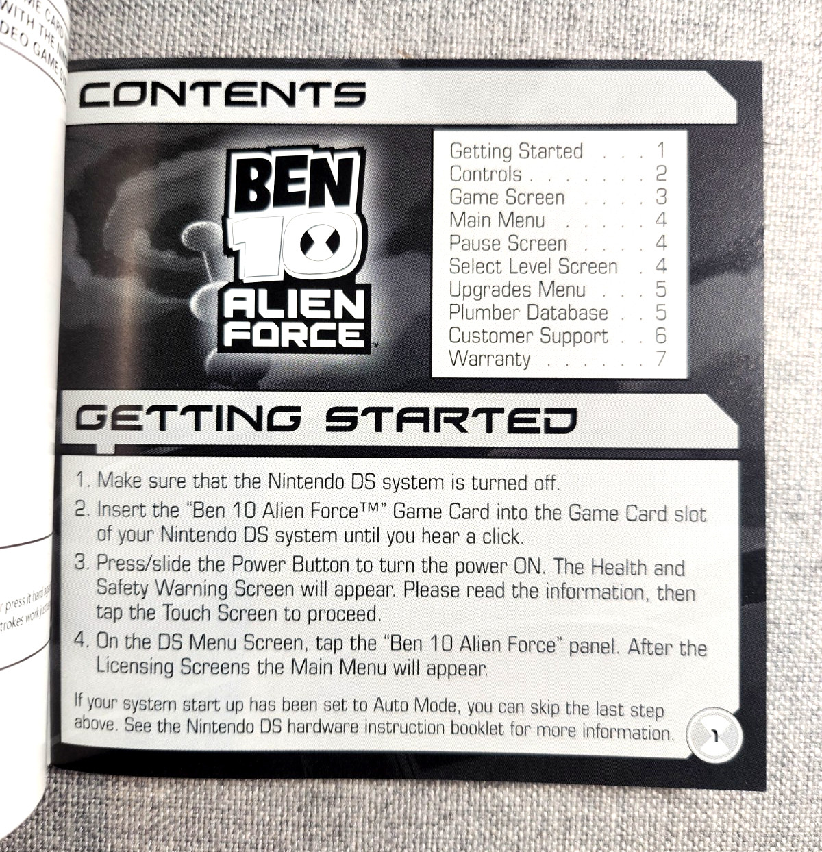 Ben 10 Alien Force Instruction Booklet - Manual Only - Nintendo DS