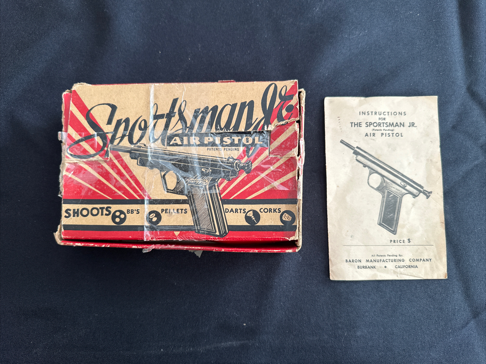 Vintage Sportsman Jr Air Pistol Baron MFG Works In Box