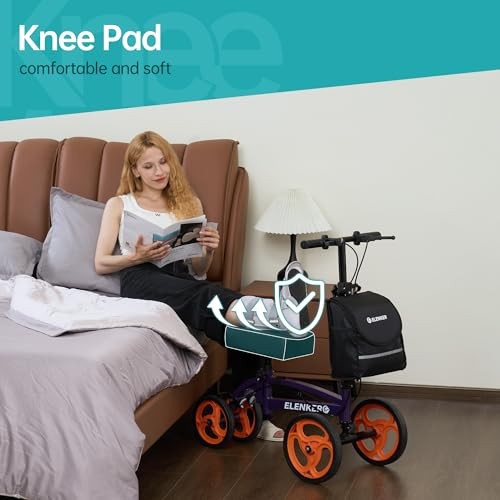 ELENKER STEERABLE KNEE SCOOTER FOLDABLE KNEE WALKER - PURPLE