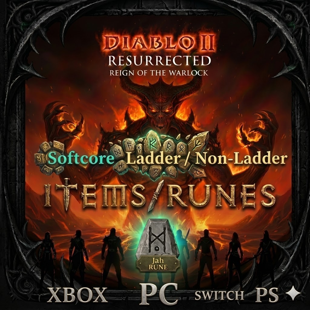 DIABLO 2 RESURRECTED ITEMS RUNES LATENT ENIGMA ROTW LADDER SEASON 14 D2R WARLOCK