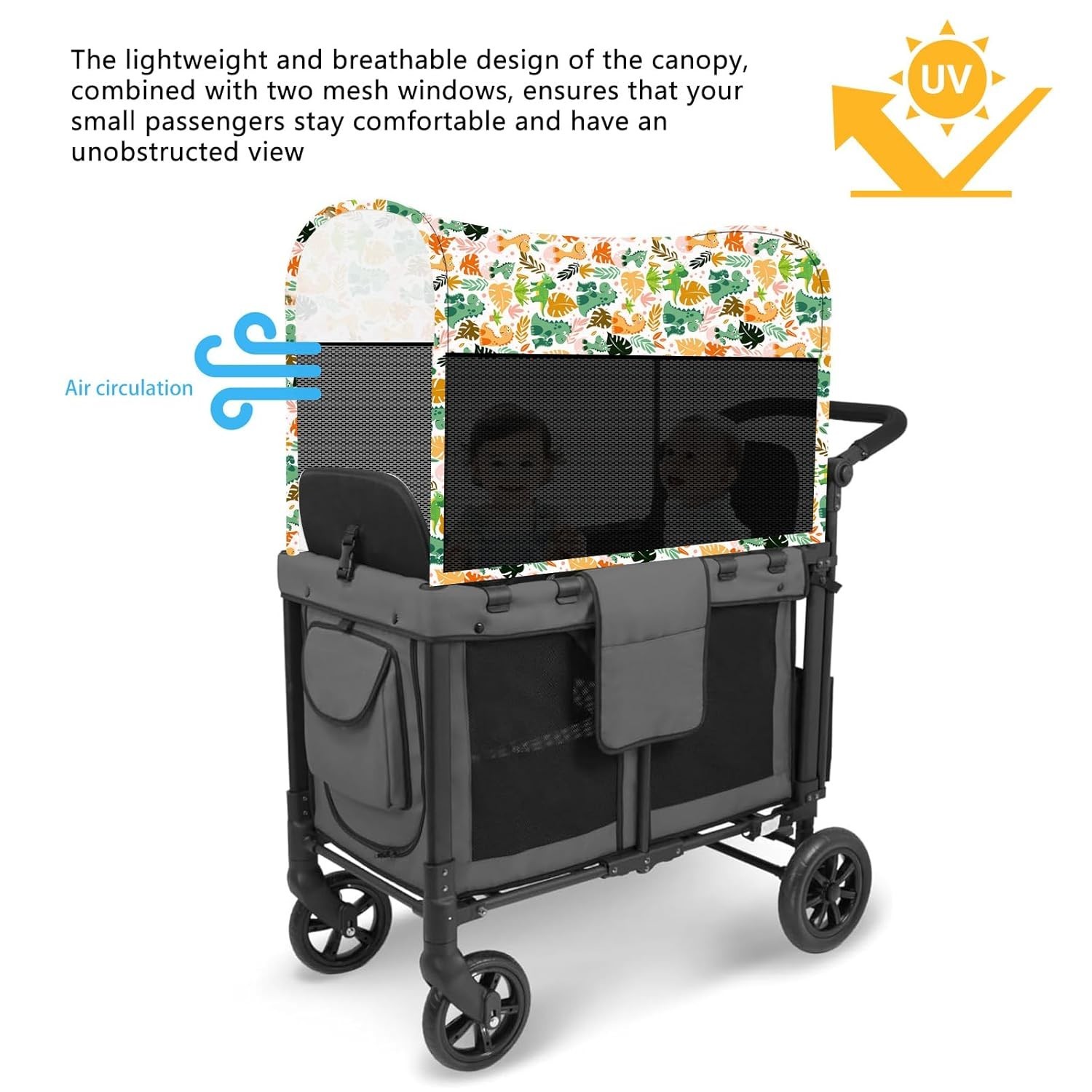 Sun-Protective Canopy with Mesh Windows for Wonderfold Stroller Wagons W2/W4