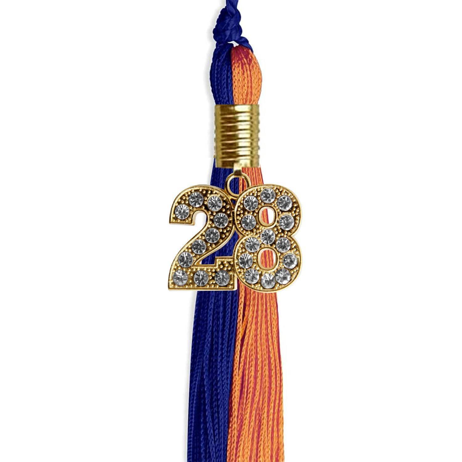 Endea Graduation Royal Blue/Orange Tassel With Gold Date Drop